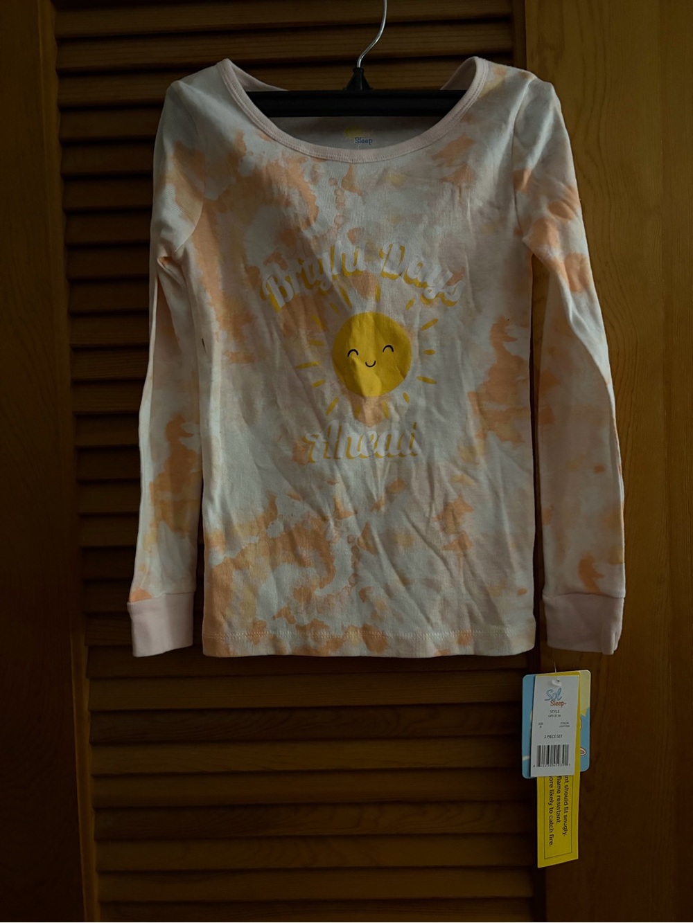 Sol Sleep girls tie dye bright days ahead pajama top only in light pink size 6